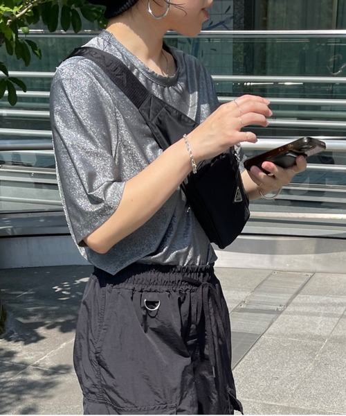 wee9s（ウィークス）の「glitter disco tee / グリッターディスコTシャツ（Tシャツ/カットソー・レディース・ブラック/ベージュ/シルバー・FREE）」の14枚目の写真