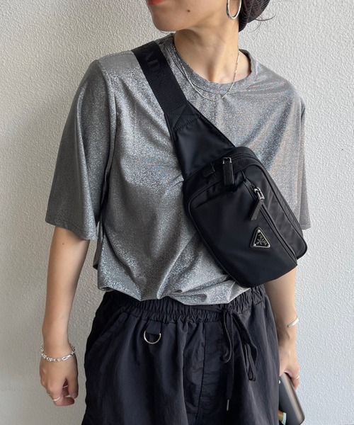 wee9s（ウィークス）の「glitter disco tee / グリッターディスコTシャツ（Tシャツ/カットソー・レディース・ブラック/ベージュ/シルバー・FREE）」の10枚目の写真