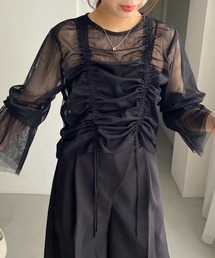 CAPRICIEUX LE'MAGE | チュールシャーリングブラウス(シャツ/ブラウス)