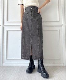 パッチポケットタイトロングスカート　1032010010