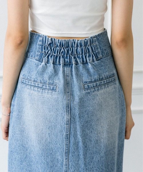 OLIVE des OLIVE（オリーブデオリーブ）の「パッチポケットタイトロングスカート　1032010010（デニムスカート・レディース・スミクロ/サックスブルー・FREE）」の12枚目の写真
