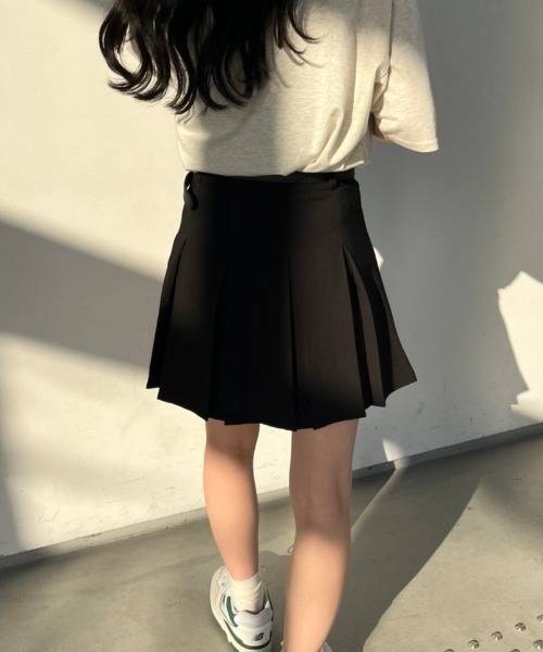 nemne store（ネンネストア）の「《Delfy》ベルト付きプリーツミニスカート（スカート・レディース・杢グレー/ブラック・MEDIUM/SMALL）」の9枚目の写真