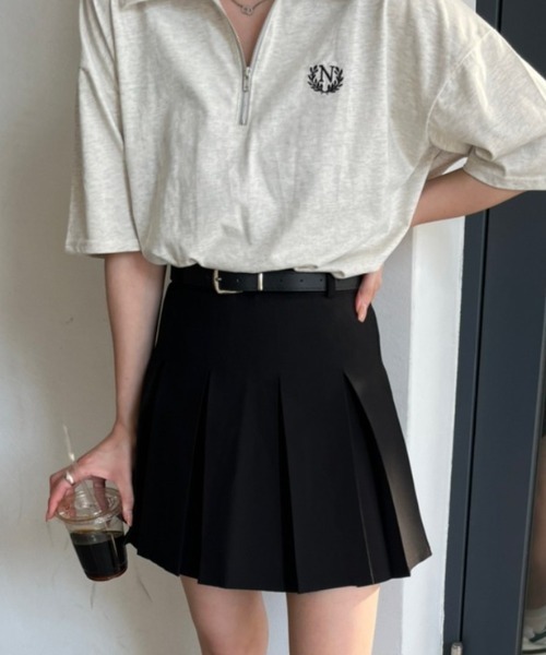 nemne store（ネンネストア）の「《Delfy》ベルト付きプリーツミニスカート（スカート・レディース・杢グレー/ブラック・MEDIUM/SMALL）」の6枚目の写真