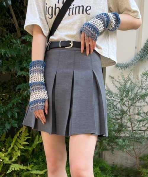 nemne store（ネンネストア）の「《Delfy》ベルト付きプリーツミニスカート（スカート・レディース・杢グレー/ブラック・MEDIUM/SMALL）」の11枚目の写真