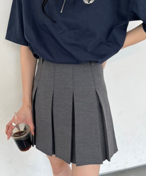 nemne store（ネンネストア）の「《Delfy》ベルト付きプリーツミニスカート（スカート・レディース・杢グレー/ブラック・MEDIUM/SMALL）」の15枚目の写真