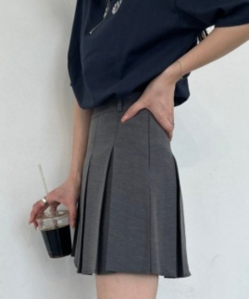 nemne store（ネンネストア）の「《Delfy》ベルト付きプリーツミニスカート（スカート・レディース・杢グレー/ブラック・MEDIUM/SMALL）」の17枚目の写真