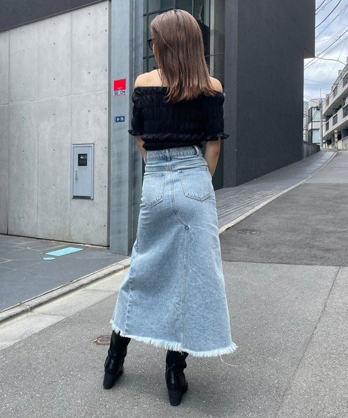 ENVYM（アンビー）の「シャーリングミニトップス（Tシャツ/カットソー・レディース・ホワイト/マルチ/ブラック・FREE）」の7枚目の写真