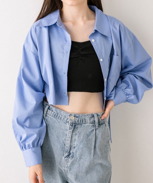 OLIVE des OLIVE（オリーブデオリーブ）の「シャツ×ビスチェセット　1032040070（シャツ/ブラウス・レディース・ネイビー/オフホワイト/サックスブルー/ピンク・FREE）」の3枚目の写真