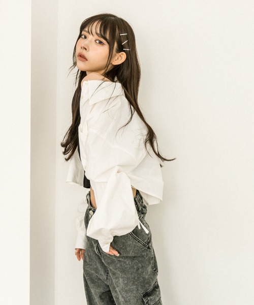 OLIVE des OLIVE（オリーブデオリーブ）の「シャツ×ビスチェセット　1032040070（シャツ/ブラウス・レディース・ネイビー/オフホワイト/サックスブルー/ピンク・FREE）」の12枚目の写真