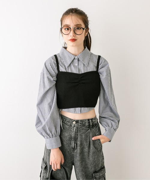 OLIVE des OLIVE（オリーブデオリーブ）の「シャツ×ビスチェセット　1032040070（シャツ/ブラウス・レディース・ネイビー/オフホワイト/サックスブルー/ピンク・FREE）」の21枚目の写真