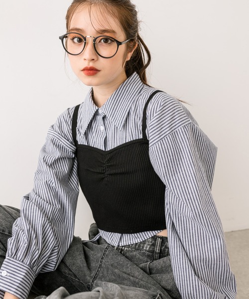 OLIVE des OLIVE（オリーブデオリーブ）の「シャツ×ビスチェセット　1032040070（シャツ/ブラウス・レディース・ネイビー/オフホワイト/サックスブルー/ピンク・FREE）」の17枚目の写真