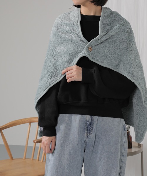 emesuelee（エメスーリー）の「4wayふわふわモフモフブランケットS（ブランケット・レディース・モスグリーン/アイボリー/モカ/ライトグレー/ブルー・フリー）」の8枚目の写真