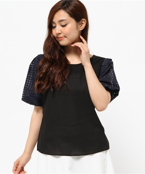OUTLET（アウトレット）の「【Discoat Petit】袖オーガンジー5S（シャツ/ブラウス・レディース・カーキ/ブラック・FREE）」の2枚目の写真