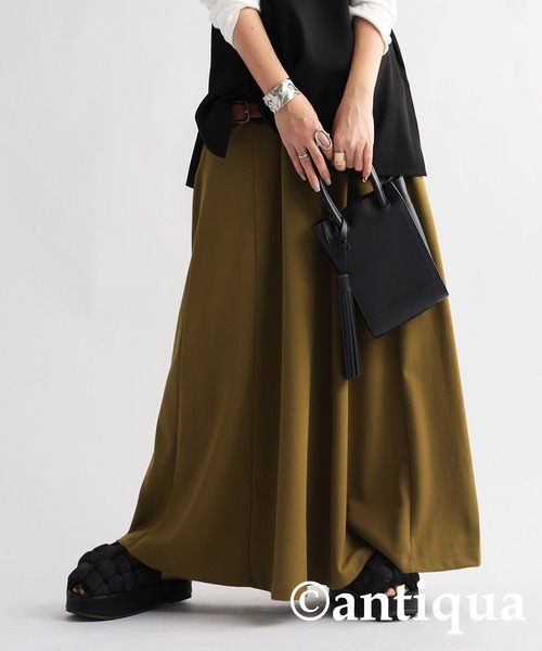 antiqua（アンティカ）の「ジョーゼット生地フレアスカート（スカート・レディース・カーキオリーブ/レッド/ダークグリーン/ブルー/アイボリー/ブラック・FREE）」の4枚目の写真
