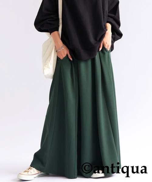 antiqua（アンティカ）の「ジョーゼット生地フレアスカート（スカート・レディース・カーキオリーブ/レッド/ダークグリーン/ブルー/アイボリー/ブラック・FREE）」の3枚目の写真