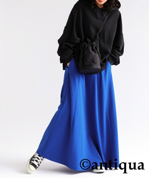 antiqua（アンティカ）の「ジョーゼット生地フレアスカート（スカート・レディース・カーキオリーブ/レッド/ダークグリーン/ブルー/アイボリー/ブラック・FREE）」の15枚目の写真