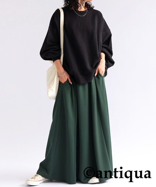 antiqua（アンティカ）の「ジョーゼット生地フレアスカート（スカート・レディース・カーキオリーブ/レッド/ダークグリーン/ブルー/アイボリー/ブラック・FREE）」の8枚目の写真