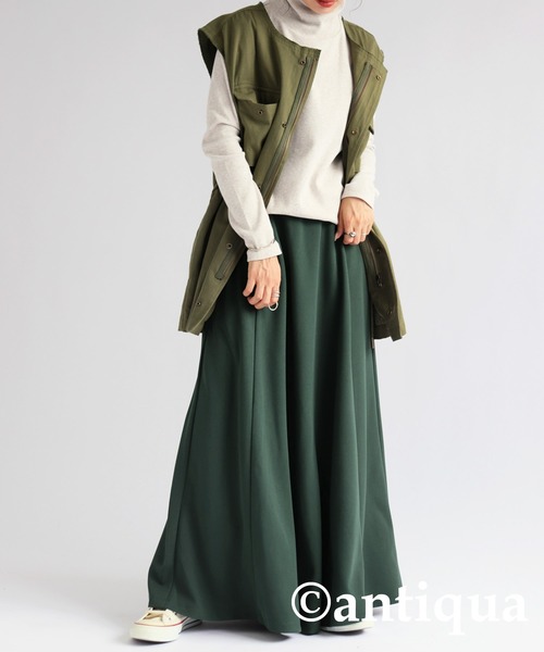 antiqua（アンティカ）の「ジョーゼット生地フレアスカート（スカート・レディース・カーキオリーブ/レッド/ダークグリーン/ブルー/アイボリー/ブラック・FREE）」の10枚目の写真