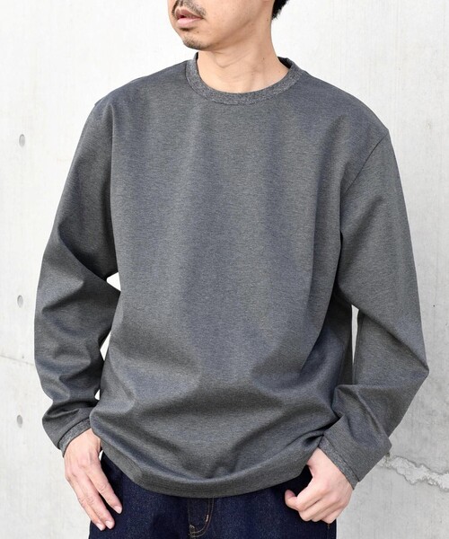 SHIPS any(シップス エニィ)の「SHIPS any: スムースコットン クルーネック Tシャツ (ロンT)◆(Tシャツ/カットソー・メンズ・ブラック/ラベンダー/ライトグレー/ライトグリーン/ホワイト/チャコールグレー/ライトホワイト/ネイビー・SMALL/LARGE/X-LARGE/MEDIUM)」の4枚目の写真