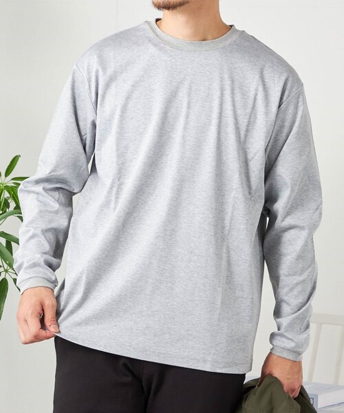 SHIPS any(シップス エニィ)の「SHIPS any: スムースコットン クルーネック Tシャツ (ロンT)◆(Tシャツ/カットソー・メンズ・ブラック/ラベンダー/ライトグレー/ライトグリーン/ホワイト/チャコールグレー/ライトホワイト/ネイビー・SMALL/LARGE/X-LARGE/MEDIUM)」の5枚目の写真