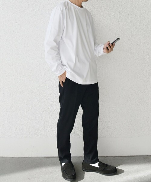 SHIPS any(シップス エニィ)の「SHIPS any: スムースコットン クルーネック Tシャツ (ロンT)◆(Tシャツ/カットソー・メンズ・ブラック/ラベンダー/ライトグレー/ライトグリーン/ホワイト/チャコールグレー/ライトホワイト/ネイビー・SMALL/LARGE/X-LARGE/MEDIUM)」の14枚目の写真