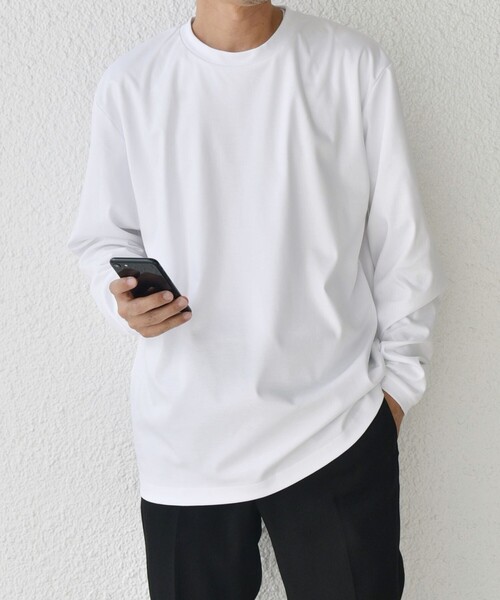 SHIPS any(シップス エニィ)の「SHIPS any: スムースコットン クルーネック Tシャツ (ロンT)◆(Tシャツ/カットソー・メンズ・ブラック/ラベンダー/ライトグレー/ライトグリーン/ホワイト/チャコールグレー/ライトホワイト/ネイビー・SMALL/LARGE/X-LARGE/MEDIUM)」の15枚目の写真