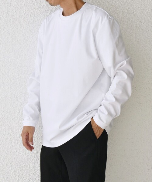 SHIPS any(シップス エニィ)の「SHIPS any: スムースコットン クルーネック Tシャツ (ロンT)◆(Tシャツ/カットソー・メンズ・ブラック/ラベンダー/ライトグレー/ライトグリーン/ホワイト/チャコールグレー/ライトホワイト/ネイビー・SMALL/LARGE/X-LARGE/MEDIUM)」の16枚目の写真