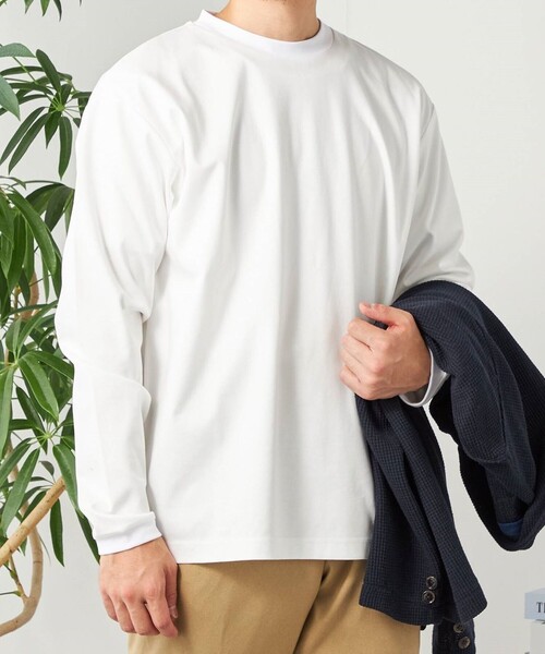 SHIPS any(シップス エニィ)の「SHIPS any: スムースコットン クルーネック Tシャツ (ロンT)◆(Tシャツ/カットソー・メンズ・ブラック/ラベンダー/ライトグレー/ライトグリーン/ホワイト/チャコールグレー/ライトホワイト/ネイビー・SMALL/LARGE/X-LARGE/MEDIUM)」の20枚目の写真