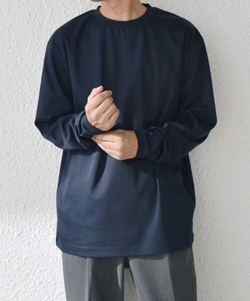 SHIPS any(シップス エニィ)の「SHIPS any: スムースコットン クルーネック Tシャツ (ロンT)◆(Tシャツ/カットソー・メンズ・ブラック/ラベンダー/ライトグレー/ライトグリーン/ホワイト/チャコールグレー/ライトホワイト/ネイビー・SMALL/LARGE/X-LARGE/MEDIUM)」の9枚目の写真