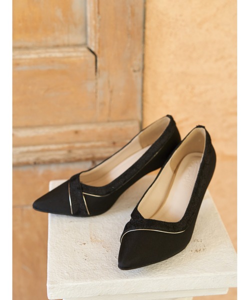 Realta（レアルタ）の「Realta(レアルタ)6.5cmヒールクロスラインアシンメトリーメッキヒールパンプス（パンプス・レディース・ブラック/ホワイト・L/LL/M/S）」の22枚目の写真