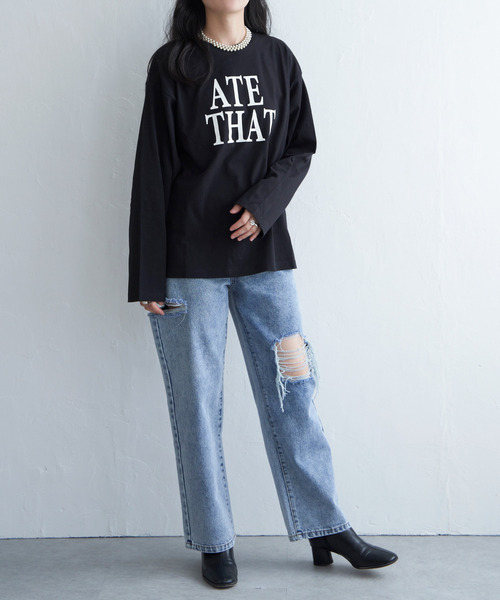 VENCEEXCHANGE（ヴァンスエクスチェンジ）の「天竺オーバーロゴロンT（Tシャツ/カットソー・レディース・オフホワイト/レッド/ブラック/ブルー/グレー・FREE）」の6枚目の写真