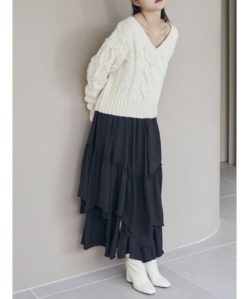 CALNAMUR(カルナムール)の「星空Vネックニットトップス(ニット/セーター・レディース・ネイビー/アイボリー・FREE)」の11枚目の写真