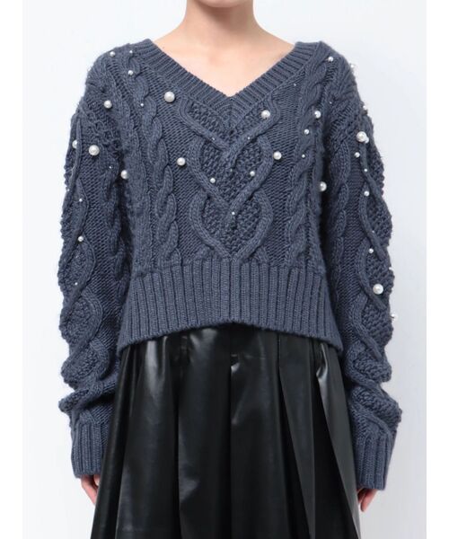 CALNAMUR(カルナムール)の「星空Vネックニットトップス(ニット/セーター・レディース・ネイビー/アイボリー・FREE)」の13枚目の写真