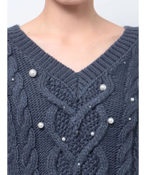 CALNAMUR(カルナムール)の「星空Vネックニットトップス(ニット/セーター・レディース・ネイビー/アイボリー・FREE)」の19枚目の写真