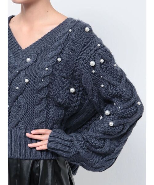 CALNAMUR(カルナムール)の「星空Vネックニットトップス(ニット/セーター・レディース・ネイビー/アイボリー・FREE)」の18枚目の写真