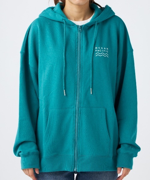 Ocean Pacific（オーシャンパシフィック）の「【OP:オーピー】レディースジップパーカー（パーカー・レディース・ヘザーグレー/チャコール/アイボリー/ベージュ/グリーン・X-LARGE/LARGE/MEDIUM）」の5枚目の写真