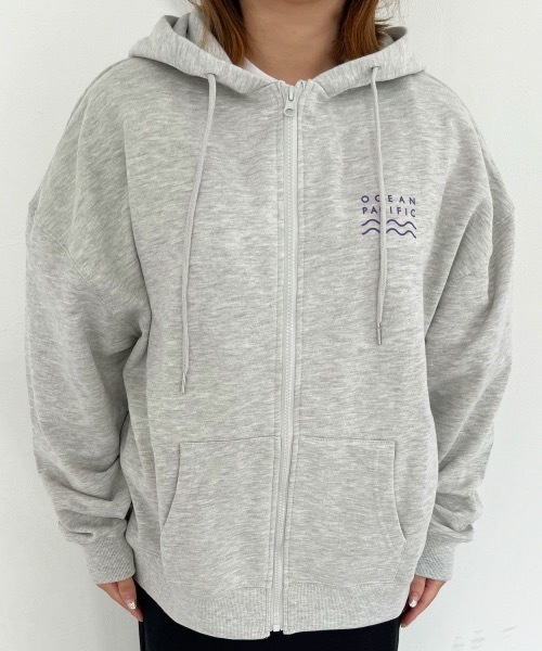 Ocean Pacific（オーシャンパシフィック）の「【OP:オーピー】レディースジップパーカー（パーカー・レディース・ヘザーグレー/チャコール/アイボリー/ベージュ/グリーン・X-LARGE/LARGE/MEDIUM）」の9枚目の写真