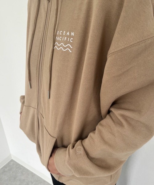 Ocean Pacific（オーシャンパシフィック）の「【OP:オーピー】レディースジップパーカー（パーカー・レディース・ヘザーグレー/チャコール/アイボリー/ベージュ/グリーン・X-LARGE/LARGE/MEDIUM）」の17枚目の写真