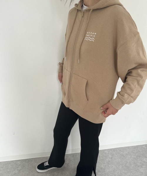 Ocean Pacific（オーシャンパシフィック）の「【OP:オーピー】レディースジップパーカー（パーカー・レディース・ヘザーグレー/チャコール/アイボリー/ベージュ/グリーン・X-LARGE/LARGE/MEDIUM）」の20枚目の写真