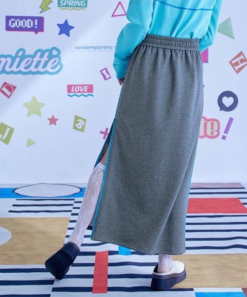 miette(ミエット)の「サイドラインラメ裏毛スカート(スカート・レディース・グレー/ブラック・FREE)」の7枚目の写真