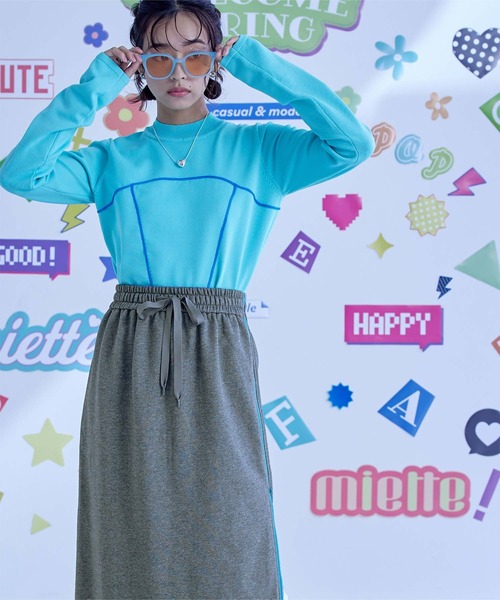 miette(ミエット)の「サイドラインラメ裏毛スカート(スカート・レディース・グレー/ブラック・FREE)」の8枚目の写真