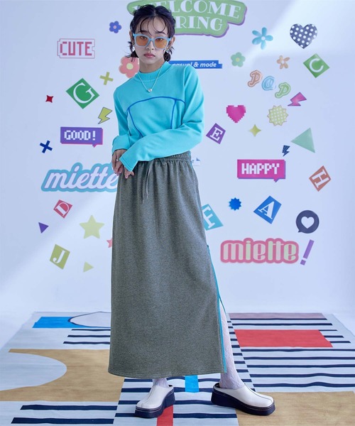 miette(ミエット)の「サイドラインラメ裏毛スカート(スカート・レディース・グレー/ブラック・FREE)」の19枚目の写真