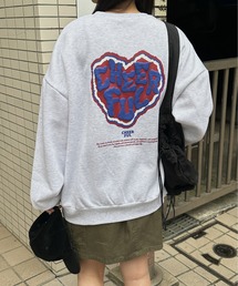 裏起毛ぷくぷくハートスウェットプルオーバー