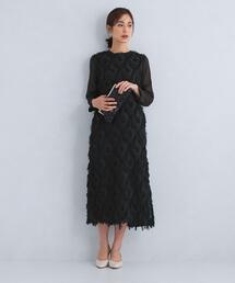 UNITED ARROWS フリンジ ジャカード ソデ　シアー　ワンピース UNITED ARROWS フリンジ ジャカード ソデ シアー ワンピース