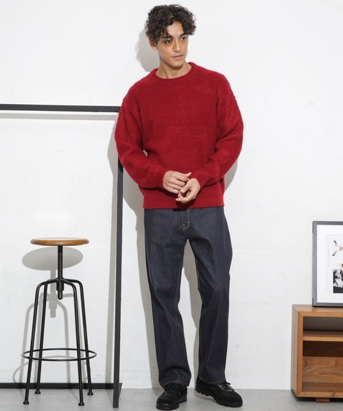 NANO universe（ナノユニバース）の「モヘヤライクカラーニット（ニット/セーター・メンズ・ブラック/ネイビー/ターコイズブルー/レッド・S/M/L）」の8枚目の写真