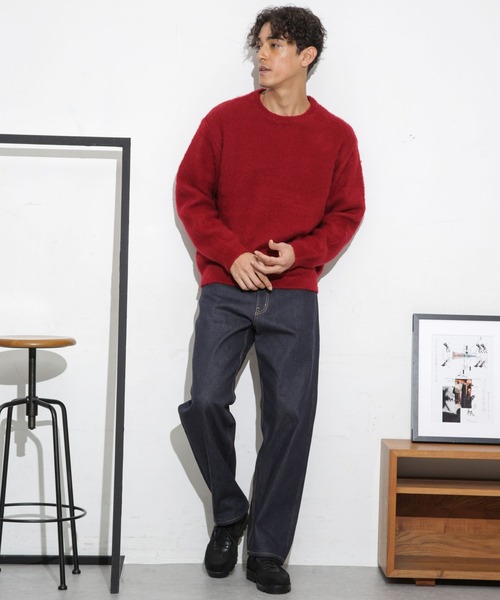 NANO universe（ナノユニバース）の「モヘヤライクカラーニット（ニット/セーター・メンズ・ブラック/ネイビー/ターコイズブルー/レッド・S/M/L）」の12枚目の写真