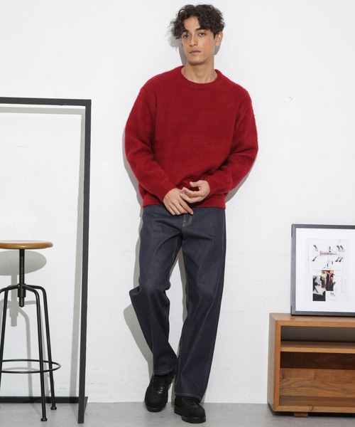 NANO universe（ナノユニバース）の「モヘヤライクカラーニット（ニット/セーター・メンズ・ブラック/ネイビー/ターコイズブルー/レッド・S/M/L）」の13枚目の写真