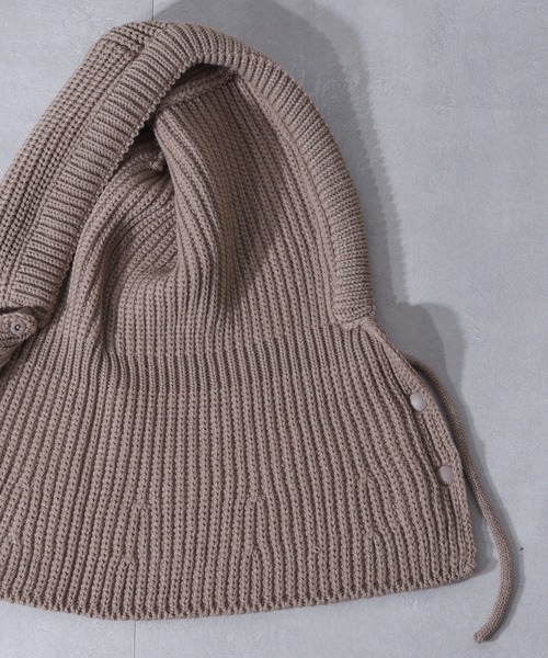 残1 マウスラビット　帽子　フード　バラクラバ　ベージュ　ニット　イェソン　値下 HIGHTIDE ニット帽 ニットキャップ odds KNIT HOOD オッズ