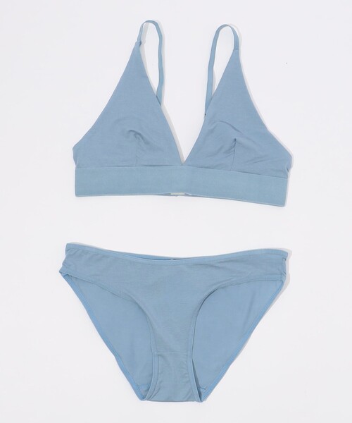 BASERANGE（ベースレンジ）の「BASE RANGE コットンリブ トライアングルブラトップ（ブラジャー・レディース・ライトブルー・M/S）」の6枚目の写真