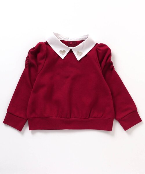 apres les cours（アプレレクール）の「【WEB限定】ハート刺繍襟付きパワショルトップス（スウェット・キッズ・アイボリー/ブラック/レッド・130/140/90/110/120/100/80）」の8枚目の写真